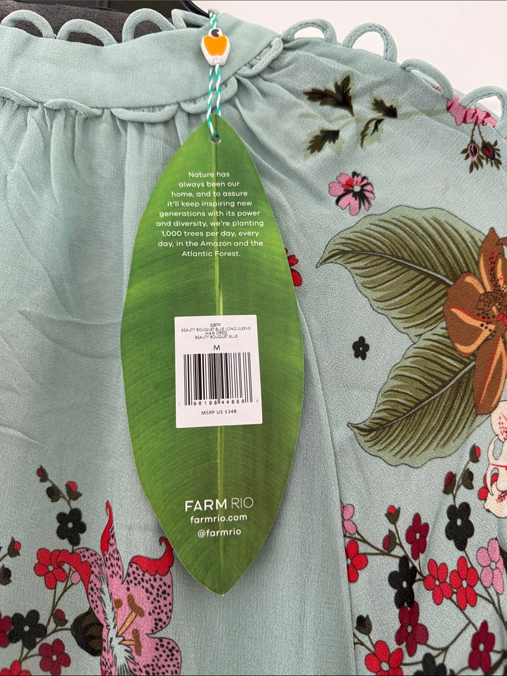 Farm Rio Floral Maxi Dress in Light Mint - Picture 5 of 10